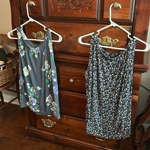 LOFT Floral Tank Tops - Black and Gray